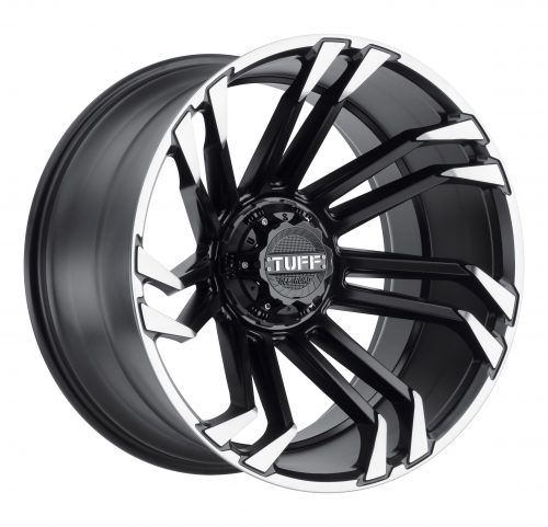 Tuff T21 Matte Black W/ Machined Flange 22x12 (-45) 6x135