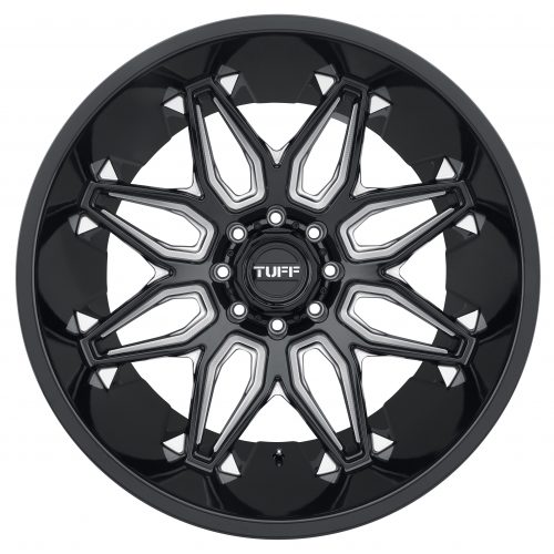 Tuff T3b Gloss Black W/ Milled Spokes 22x12 (-45) 6x139.7 - Image 3