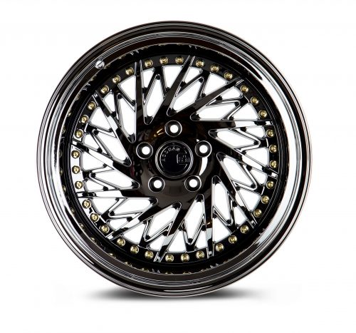 Aodhan DS03 Black Vacuum w/ Gold Rivets 18x10.5 (Driver Side) (+15) 5x114.3 - Image 2