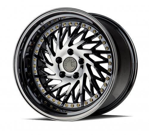 Aodhan DS03 Black Vacuum w/ Gold Rivets 18x10.5 (Driver Side) (+15) 5x114.3 - Image 3