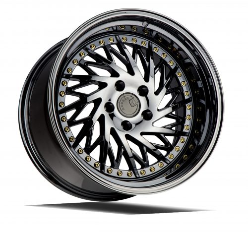 Aodhan DS03 Black Vacuum w/ Gold Rivets 18x10.5 (Passanger Side) (+15) 5x114.3 - Image 3