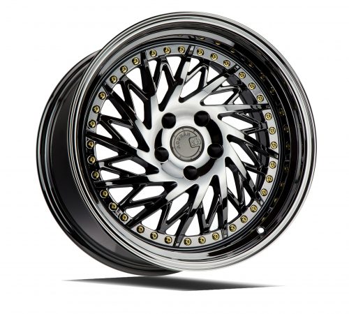 Aodhan DS03 Black Vacuum w/ Gold Rivets 18x9.5 (Driver Side) (+15) 5x114.3 - Image 3