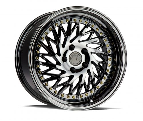 Aodhan DS03 Black Vacuum w/ Gold Rivets 18x9.5 (Driver Side) (+15) 5x114.3