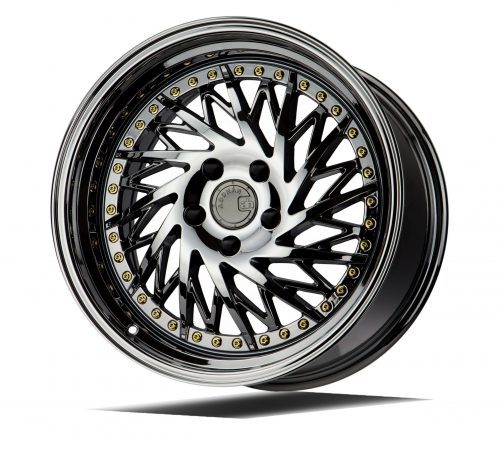 Aodhan DS03 Black Vacuum w/ Gold Rivets 18x9.5 (Passanger Side) (+15) 5x114.3 - Image 3