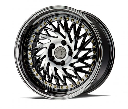 Aodhan DS03 Black Vacuum w/ Gold Rivets 18x9.5 (Passanger Side) (+15) 5x114.3