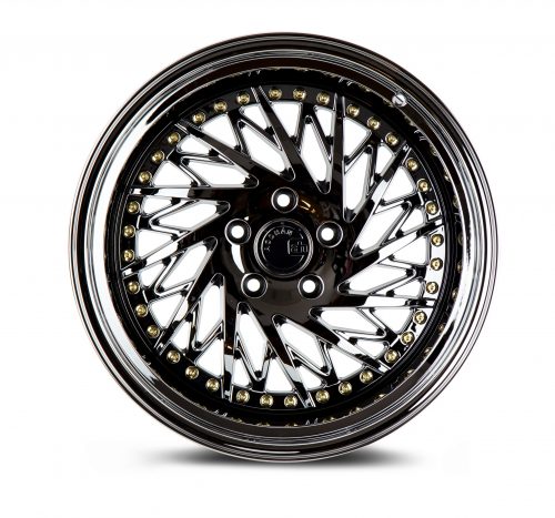 Aodhan DS03 Black Vacuum w/ Gold Rivets 18x9.5 (Passanger Side) (+30) 5x114.3 - Image 2