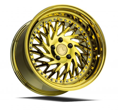 Aodhan DS03 Gold Vacuum w/ Chrome Rivets 18x10.5 (Driver Side) (+15) 5x114.3 - Image 3