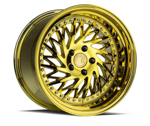 Aodhan DS03 Gold Vacuum w/ Chrome Rivets 18x10.5 (Driver Side) (+15) 5x114.3