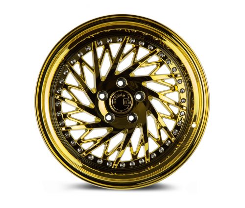 Aodhan DS03 Gold Vacuum w/ Chrome Rivets 18x10.5 (Driver Side) (+22) 5x114.3 - Image 2