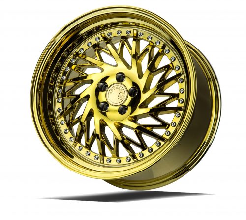 Aodhan DS03 Gold Vacuum w/ Chrome Rivets 18x10.5 (Passanger Side) (+15) 5x114.3 - Image 3