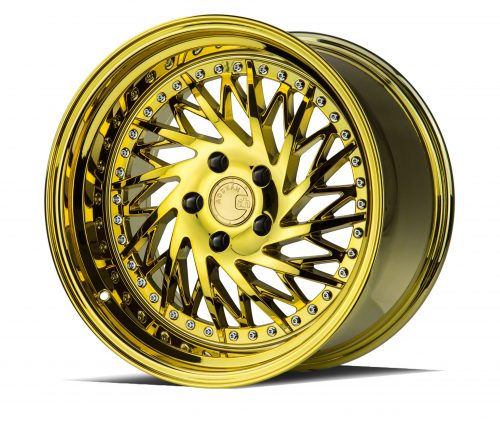 Aodhan DS03 Gold Vacuum w/ Chrome Rivets 18x10.5 (Passanger Side) (+15) 5x114.3