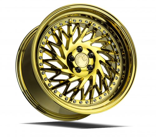 Aodhan DS03 Gold Vacuum w/ Chrome Rivets 18x9.5 (Driver Side) (+15) 5x114.3 - Image 3