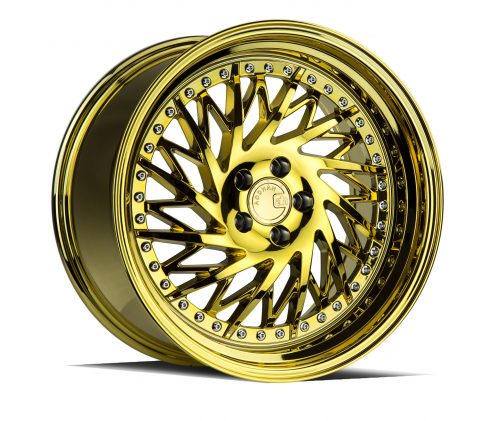 Aodhan DS03 Gold Vacuum w/ Chrome Rivets 18x9.5 (Driver Side) (+15) 5x114.3