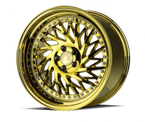 Aodhan DS03 Gold Vacuum w/ Chrome Rivets 18x9.5 (Passanger Side) (+15) 5x114.3