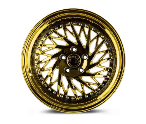 Aodhan DS03 Gold Vacuum w/ Chrome Rivets 18x9.5 (Passanger Side) (+30) 5x114.3 - Image 2