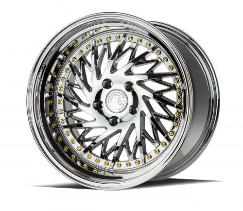 Aodhan DS03 Vacuum Chrome w/ Gold Rivets 18x10.5 (Driver Side) (+15) 5x114.3 - Image 3