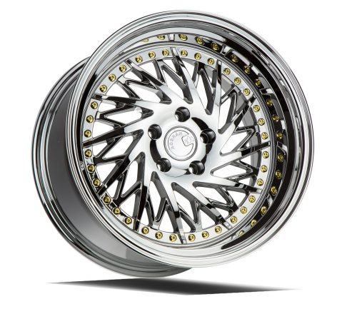 Aodhan DS03 Vacuum Chrome w/ Gold Rivets 18x10.5 (Passanger Side) (+15) 5x114.3 - Image 3