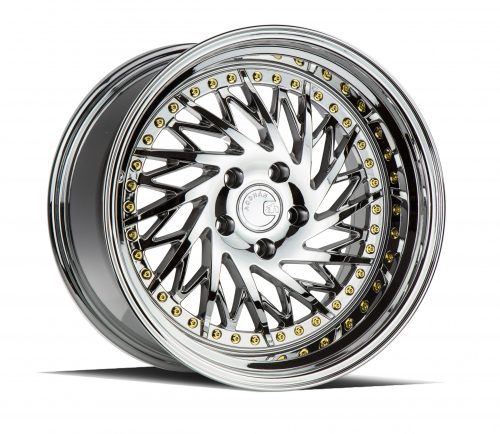 Aodhan DS03 Vacuum Chrome w/ Gold Rivets 18x10.5 (Passanger Side) (+15) 5x114.3