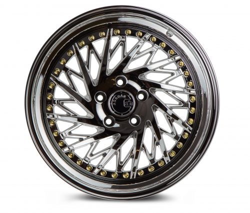 Aodhan DS03 Vacuum Chrome w/ Gold Rivets 18x9.5 (Driver Side) (+15) 5x114.3 - Image 2