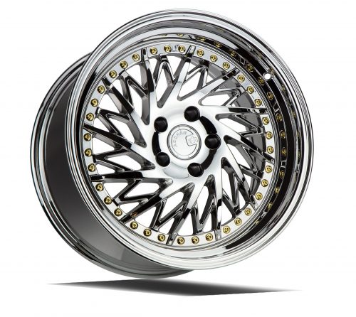 Aodhan DS03 Vacuum Chrome w/ Gold Rivets 18x9.5 (Driver Side) (+15) 5x114.3 - Image 3