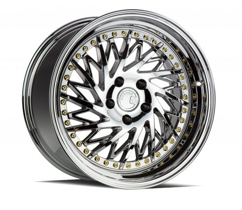 Aodhan DS03 Vacuum Chrome w/ Gold Rivets 18x9.5 (Driver Side) (+15) 5x114.3