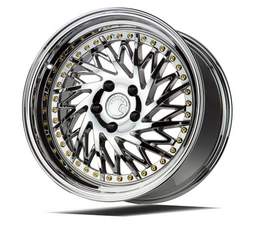 Aodhan DS03 Vacuum Chrome w/ Gold Rivets 18x9.5 (Passanger Side) (+15) 5x114.3 - Image 3