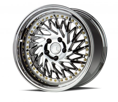 Aodhan DS03 Vacuum Chrome w/ Gold Rivets 18x9.5 (Passanger Side) (+15) 5x114.3