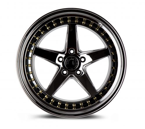 Aodhan DS05 Black Vacuum w/ Gold Rivets 18x8.5 (+35) 5x114.3 - Image 2