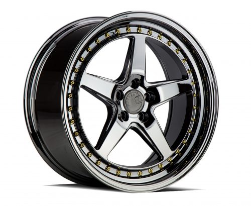 Aodhan DS05 Black Vacuum w/ Gold Rivets 18x8.5 (+35) 5x114.3