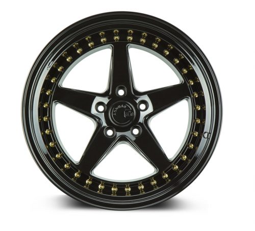 Aodhan DS05 Gloss Black w/ Gold Rivets 18x10.5 (+15) 5x114.3 - Image 2