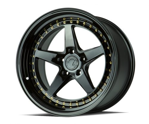 Aodhan DS05 Gloss Black w/ Gold Rivets 18x10.5 (+15) 5x114.3 - Image 3