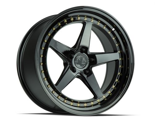 Aodhan DS05 Gloss Black w/ Gold Rivets 18x8.5 (+35) 5x114.3