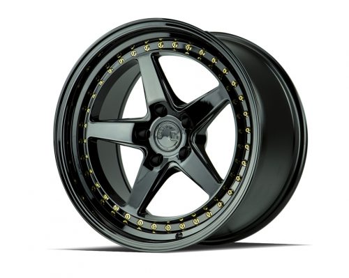 Aodhan DS05 Gloss Black w/ Gold Rivets 18x9.5 (+15) 5x114.3 - Image 3