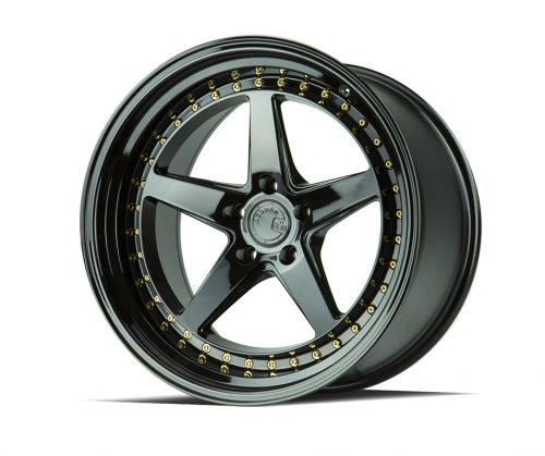 Aodhan DS05 Gloss Black w/ Gold Rivets 19x11 (+15) 5x114.3 - Image 3