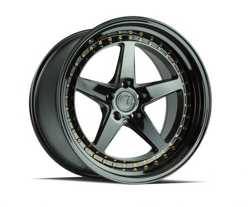 Aodhan DS05 Gloss Black w/ Gold Rivets 19x11 (+15) 5x114.3