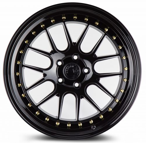 Aodhan DS06 Gloss Black w/ Gold Rivets 18x10.5 (+15) 5x114.3 - Image 2