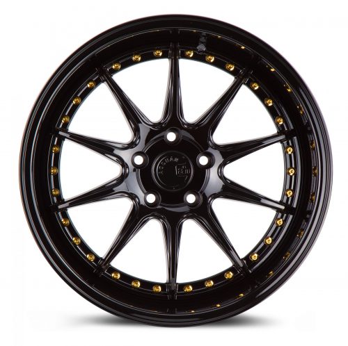 Aodhan DS07 Gloss Black w/ Gold Rivets 18x10.5 (+15) 5x114.3 - Image 2