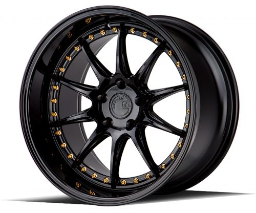 Aodhan DS07 Gloss Black w/ Gold Rivets 18x10.5 (+15) 5x114.3 - Image 3