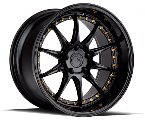 Aodhan DS07 Gloss Black w/ Gold Rivets 18x10.5 (+15) 5x114.3