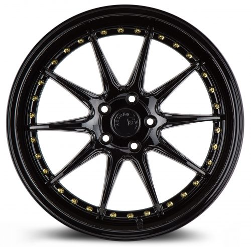 Aodhan DS07 Gloss Black w/ Gold Rivets 18x9.5 (+15) 5x114.3 - Image 2