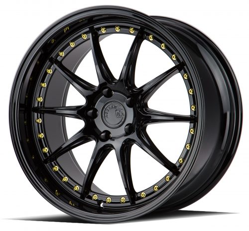 Aodhan DS07 Gloss Black w/ Gold Rivets 18x9.5 (+15) 5x114.3 - Image 3