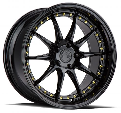 Aodhan DS07 Gloss Black w/ Gold Rivets 18x9.5 (+15) 5x114.3