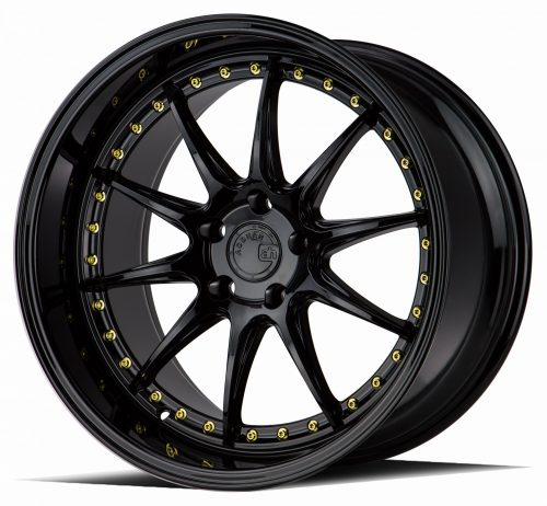 Aodhan DS07 Gloss Black w/ Gold Rivets 19x11 (+15) 5x114.3 - Image 3