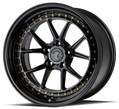 Aodhan DS08 Gloss Black w/ Gold Rivets 18x10.5 (+22) 5x114.3 - Image 3