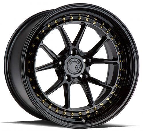 Aodhan DS08 Gloss Black w/ Gold Rivets 18x10.5 (+22) 5x114.3