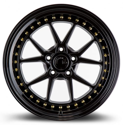 Aodhan DS08 Gloss Black w/ Gold Rivets 18x9.5 (+15) 5x114.3 - Image 2