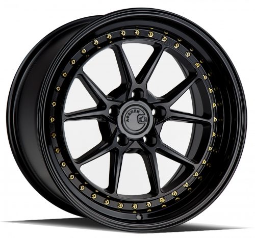 Aodhan DS08 Gloss Black w/ Gold Rivets 18x9.5 (+15) 5x114.3