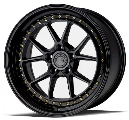 Aodhan DS08 Gloss Black w/ Gold Rivets 18x9.5 (+35) 5x120 - Image 2