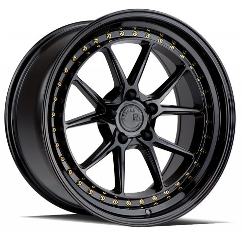 Aodhan DS08 Gloss Black w/ Gold Rivets 19X8.5 (+35) 5X120