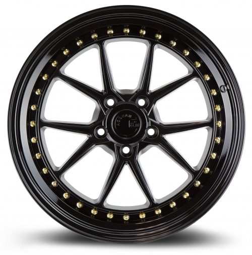 Aodhan DS08 Gloss Black w/ Gold Rivets 19X9.5 (+15) 5X114.3 - Image 2